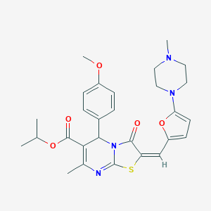 molecular formula C28H32N4O5S B306909 isopropyl 5-(4-methoxyphenyl)-7-methyl-2-{[5-(4-methyl-1-piperazinyl)-2-furyl]methylene}-3-oxo-2,3-dihydro-5H-[1,3]thiazolo[3,2-a]pyrimidine-6-carboxylate 