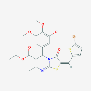 molecular formula C24H23BrN2O6S2 B306924 ethyl 2-[(5-bromo-2-thienyl)methylene]-7-methyl-3-oxo-5-(3,4,5-trimethoxyphenyl)-2,3-dihydro-5H-[1,3]thiazolo[3,2-a]pyrimidine-6-carboxylate 
