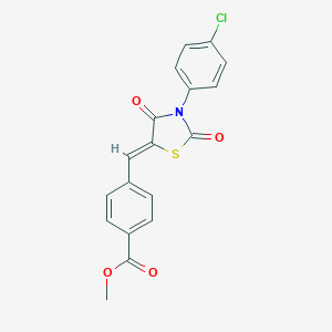 molecular formula C18H12ClNO4S B307037 Methyl 4-{[3-(4-chlorophenyl)-2,4-dioxo-1,3-thiazolidin-5-ylidene]methyl}benzoate 
