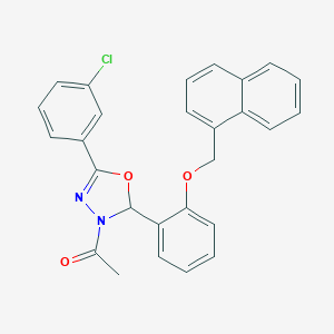 molecular formula C27H21ClN2O3 B307101 1-[5-(3-chlorophenyl)-2-[2-(naphthalen-1-ylmethoxy)phenyl]-2H-1,3,4-oxadiazol-3-yl]ethanone 
