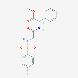 molecular formula C17H17FN2O5S B3071187 Methyl 2-[(2-{[(4-fluorophenyl)sulfonyl]amino}acetyl)amino]-2-phenylacetate CAS No. 1008465-64-2