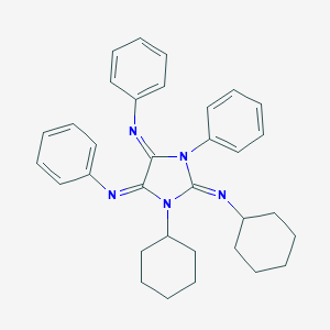 molecular formula C33H37N5 B307166 N-[1-cyclohexyl-2-(cyclohexylimino)-3-phenyl-5-(phenylimino)imidazolidin-4-ylidene]aniline 