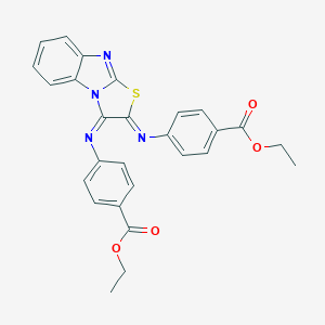 molecular formula C27H22N4O4S B307245 ethyl 4-[(2-{[4-(ethoxycarbonyl)phenyl]imino}[1,3]thiazolo[3,2-a]benzimidazol-3(2H)-ylidene)amino]benzoate 