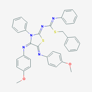 molecular formula C37H31N5O2S2 B307251 benzyl N-{4,5-bis[(4-methoxyphenyl)imino]-3-phenyl-1,3-thiazolidin-2-ylidene}-N'-phenylimidothiocarbamate 