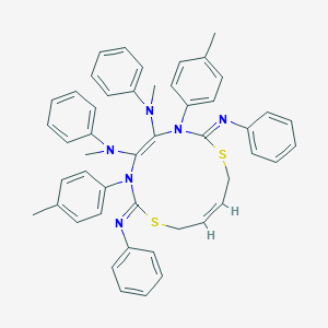 molecular formula C48H46N6S2 B307272 N-[4,5-bis(methylanilino)-3,6-bis(4-methylphenyl)-7-(phenylimino)-1,8-dithia-3,6-diazacyclododeca-4,10-dien-2-ylidene]-N-phenylamine 