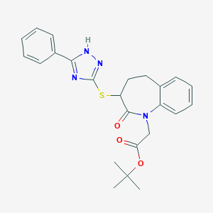 molecular formula C24H26N4O3S B307331 tert-butyl {2-oxo-3-[(5-phenyl-4H-1,2,4-triazol-3-yl)sulfanyl]-2,3,4,5-tetrahydro-1H-1-benzazepin-1-yl}acetate 
