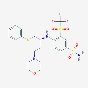 molecular formula C21H26F3N3O5S3 B030737 4-[[(1R)-3-(4-Morpholinyl)-1-[(phenylthio)methyl]propyl]amino]-3-trifluoromethylsulfonyl-benzenesulfonamide CAS No. 1027345-12-5