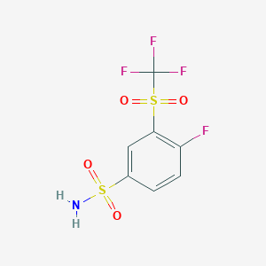 molecular formula C7H5F4NO4S2 B030740 4-Fluoro-3-((trifluoromethyl)sulfonyl)benzenesulfonamide CAS No. 1027345-08-9