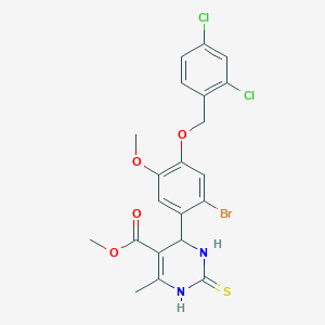 molecular formula C21H19BrCl2N2O4S B307466 Methyl 4-{2-bromo-4-[(2,4-dichlorobenzyl)oxy]-5-methoxyphenyl}-6-methyl-2-thioxo-1,2,3,4-tetrahydro-5-pyrimidinecarboxylate 