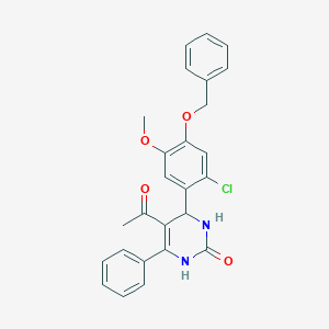 molecular formula C26H23ClN2O4 B307498 5-acetyl-4-[4-(benzyloxy)-2-chloro-5-methoxyphenyl]-6-phenyl-3,4-dihydro-2(1H)-pyrimidinone 