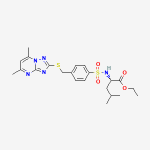 ethyl (2S)-2-{4-[({5,7-dimethyl-[1,2,4]triazolo[1,5-a]pyrimidin-2-yl}sulfanyl)methyl]benzenesulfonamido}-4-methylpentanoate