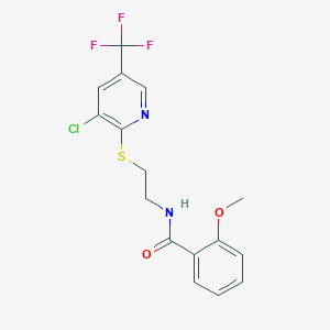 molecular formula C16H14ClF3N2O2S B3075801 N-(2-{[3-chloro-5-(trifluoromethyl)pyridin-2-yl]sulfanyl}ethyl)-2-methoxybenzamide CAS No. 1036137-89-9