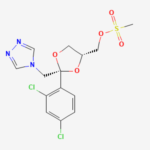 molecular formula C14H15Cl2N3O5S B3075882 cis-[2-(2,4-Dichlorophenyl)-2-(1H-1,2,4-triazol-4-yl-methyl)-1,3-dioxolan-4-yl]methylMethanesulfonate CAS No. 103661-14-9