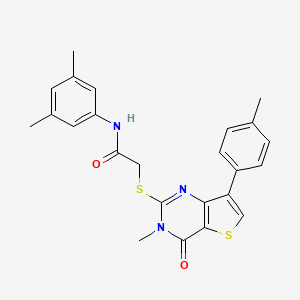 molecular formula C24H23N3O2S2 B3076258 N-(3,5-dimethylphenyl)-2-{[3-methyl-7-(4-methylphenyl)-4-oxo-3H,4H-thieno[3,2-d]pyrimidin-2-yl]sulfanyl}acetamide CAS No. 1040631-76-2