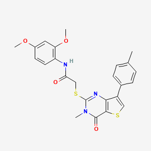 molecular formula C24H23N3O4S2 B3076262 N-(2,4-dimethoxyphenyl)-2-{[3-methyl-7-(4-methylphenyl)-4-oxo-3H,4H-thieno[3,2-d]pyrimidin-2-yl]sulfanyl}acetamide CAS No. 1040631-78-4