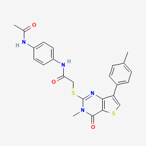 molecular formula C24H22N4O3S2 B3076278 N-(4-acetamidophenyl)-2-{[3-methyl-7-(4-methylphenyl)-4-oxo-3H,4H-thieno[3,2-d]pyrimidin-2-yl]sulfanyl}acetamide CAS No. 1040631-86-4