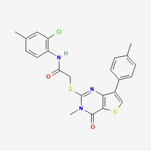 molecular formula C23H20ClN3O2S2 B3076285 N-(2-chloro-4-methylphenyl)-2-{[3-methyl-7-(4-methylphenyl)-4-oxo-3H,4H-thieno[3,2-d]pyrimidin-2-yl]sulfanyl}acetamide CAS No. 1040631-92-2