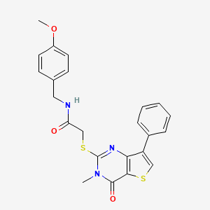molecular formula C23H21N3O3S2 B3076292 N-[(4-methoxyphenyl)methyl]-2-({3-methyl-4-oxo-7-phenyl-3H,4H-thieno[3,2-d]pyrimidin-2-yl}sulfanyl)acetamide CAS No. 1040631-96-6