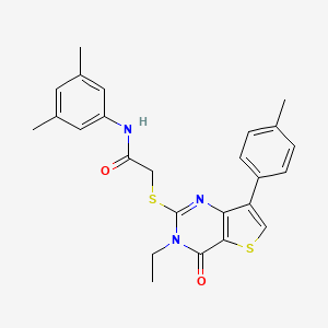 molecular formula C25H25N3O2S2 B3076311 N-(3,5-dimethylphenyl)-2-{[3-ethyl-7-(4-methylphenyl)-4-oxo-3H,4H-thieno[3,2-d]pyrimidin-2-yl]sulfanyl}acetamide CAS No. 1040632-09-4
