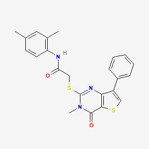 molecular formula C23H21N3O2S2 B3076347 N-(2,4-dimethylphenyl)-2-({3-methyl-4-oxo-7-phenyl-3H,4H-thieno[3,2-d]pyrimidin-2-yl}sulfanyl)acetamide CAS No. 1040632-39-0