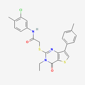 molecular formula C24H22ClN3O2S2 B3076392 N-(3-chloro-4-methylphenyl)-2-{[3-ethyl-7-(4-methylphenyl)-4-oxo-3H,4H-thieno[3,2-d]pyrimidin-2-yl]sulfanyl}acetamide CAS No. 1040632-72-1