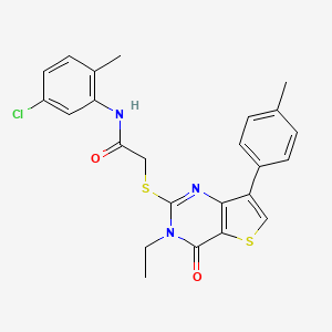 molecular formula C24H22ClN3O2S2 B3076393 N-(5-chloro-2-methylphenyl)-2-{[3-ethyl-7-(4-methylphenyl)-4-oxo-3H,4H-thieno[3,2-d]pyrimidin-2-yl]sulfanyl}acetamide CAS No. 1040632-77-6