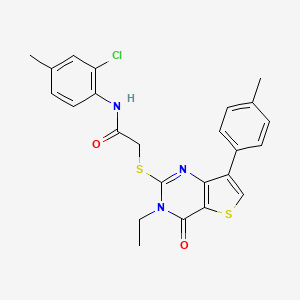 molecular formula C24H22ClN3O2S2 B3076398 N-(2-chloro-4-methylphenyl)-2-{[3-ethyl-7-(4-methylphenyl)-4-oxo-3H,4H-thieno[3,2-d]pyrimidin-2-yl]sulfanyl}acetamide CAS No. 1040632-82-3