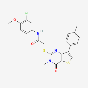 molecular formula C24H22ClN3O3S2 B3076405 N-(3-chloro-4-methoxyphenyl)-2-{[3-ethyl-7-(4-methylphenyl)-4-oxo-3H,4H-thieno[3,2-d]pyrimidin-2-yl]sulfanyl}acetamide CAS No. 1040632-87-8