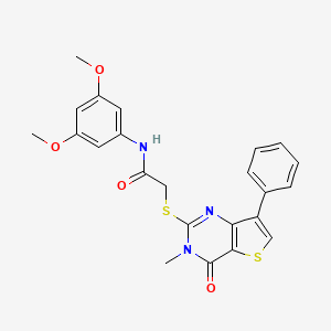 molecular formula C23H21N3O4S2 B3076413 N-(3,5-dimethoxyphenyl)-2-({3-methyl-4-oxo-7-phenyl-3H,4H-thieno[3,2-d]pyrimidin-2-yl}sulfanyl)acetamide CAS No. 1040632-91-4