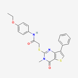 molecular formula C23H21N3O3S2 B3076418 N-(4-ethoxyphenyl)-2-({3-methyl-4-oxo-7-phenyl-3H,4H-thieno[3,2-d]pyrimidin-2-yl}sulfanyl)acetamide CAS No. 1040633-01-9