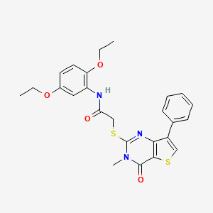molecular formula C25H25N3O4S2 B3076426 N-(2,5-diethoxyphenyl)-2-({3-methyl-4-oxo-7-phenyl-3H,4H-thieno[3,2-d]pyrimidin-2-yl}sulfanyl)acetamide CAS No. 1040633-06-4