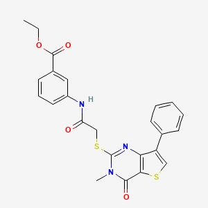 molecular formula C24H21N3O4S2 B3076449 ethyl 3-[2-({3-methyl-4-oxo-7-phenyl-3H,4H-thieno[3,2-d]pyrimidin-2-yl}sulfanyl)acetamido]benzoate CAS No. 1040633-52-0