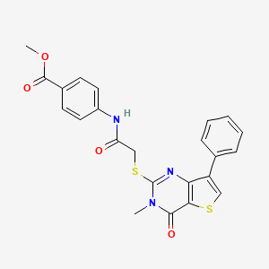 molecular formula C23H19N3O4S2 B3076450 methyl 4-[2-({3-methyl-4-oxo-7-phenyl-3H,4H-thieno[3,2-d]pyrimidin-2-yl}sulfanyl)acetamido]benzoate CAS No. 1040633-58-6
