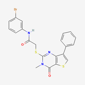molecular formula C21H16BrN3O2S2 B3076475 N-(3-bromophenyl)-2-({3-methyl-4-oxo-7-phenyl-3H,4H-thieno[3,2-d]pyrimidin-2-yl}sulfanyl)acetamide CAS No. 1040634-02-3