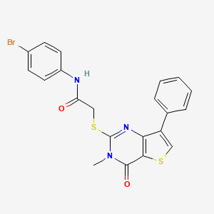 molecular formula C21H16BrN3O2S2 B3076482 N-(4-bromophenyl)-2-({3-methyl-4-oxo-7-phenyl-3H,4H-thieno[3,2-d]pyrimidin-2-yl}sulfanyl)acetamide CAS No. 1040634-09-0