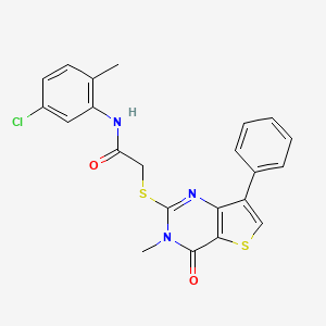 molecular formula C22H18ClN3O2S2 B3076497 N-(5-chloro-2-methylphenyl)-2-({3-methyl-4-oxo-7-phenyl-3H,4H-thieno[3,2-d]pyrimidin-2-yl}sulfanyl)acetamide CAS No. 1040634-69-2