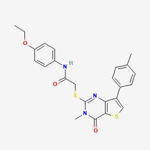 molecular formula C24H23N3O3S2 B3076525 N-(4-ethoxyphenyl)-2-{[3-methyl-7-(4-methylphenyl)-4-oxo-3H,4H-thieno[3,2-d]pyrimidin-2-yl]sulfanyl}acetamide CAS No. 1040648-98-3