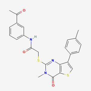 molecular formula C24H21N3O3S2 B3076529 N-(3-acetylphenyl)-2-((3-methyl-4-oxo-7-(p-tolyl)-3,4-dihydrothieno[3,2-d]pyrimidin-2-yl)thio)acetamide CAS No. 1040649-06-6