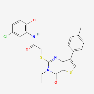 molecular formula C24H22ClN3O3S2 B3076562 N-(5-chloro-2-methoxyphenyl)-2-{[3-ethyl-7-(4-methylphenyl)-4-oxo-3H,4H-thieno[3,2-d]pyrimidin-2-yl]sulfanyl}acetamide CAS No. 1040651-81-7