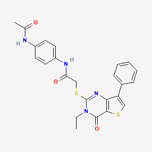 molecular formula C24H22N4O3S2 B3076612 N-(4-acetamidophenyl)-2-({3-ethyl-4-oxo-7-phenyl-3H,4H-thieno[3,2-d]pyrimidin-2-yl}sulfanyl)acetamide CAS No. 1040661-73-1
