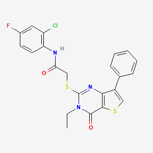 molecular formula C22H17ClFN3O2S2 B3076621 N-(2-chloro-4-fluorophenyl)-2-({3-ethyl-4-oxo-7-phenyl-3H,4H-thieno[3,2-d]pyrimidin-2-yl}sulfanyl)acetamide CAS No. 1040662-21-2