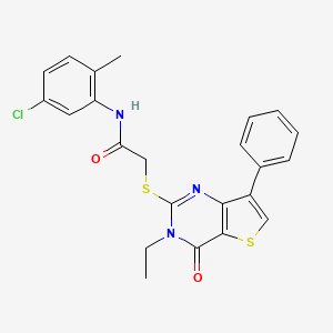 molecular formula C23H20ClN3O2S2 B3076627 N-(5-chloro-2-methylphenyl)-2-({3-ethyl-4-oxo-7-phenyl-3H,4H-thieno[3,2-d]pyrimidin-2-yl}sulfanyl)acetamide CAS No. 1040662-62-1
