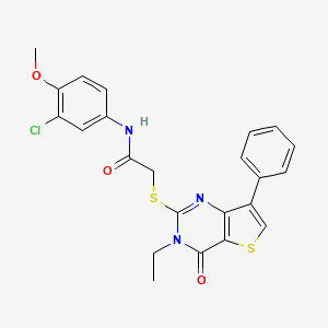molecular formula C23H20ClN3O3S2 B3076628 N-(3-chloro-4-methoxyphenyl)-2-({3-ethyl-4-oxo-7-phenyl-3H,4H-thieno[3,2-d]pyrimidin-2-yl}sulfanyl)acetamide CAS No. 1040662-69-8