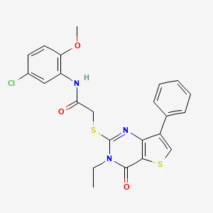 molecular formula C23H20ClN3O3S2 B3076633 N-(5-chloro-2-methoxyphenyl)-2-({3-ethyl-4-oxo-7-phenyl-3H,4H-thieno[3,2-d]pyrimidin-2-yl}sulfanyl)acetamide CAS No. 1040662-76-7
