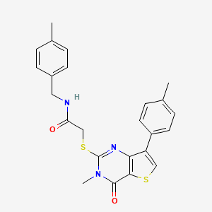 molecular formula C24H23N3O2S2 B3076641 2-{[3-methyl-7-(4-methylphenyl)-4-oxo-3H,4H-thieno[3,2-d]pyrimidin-2-yl]sulfanyl}-N-[(4-methylphenyl)methyl]acetamide CAS No. 1040675-26-0