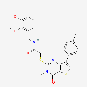 molecular formula C25H25N3O4S2 B3076651 N-[(2,3-dimethoxyphenyl)methyl]-2-{[3-methyl-7-(4-methylphenyl)-4-oxo-3H,4H-thieno[3,2-d]pyrimidin-2-yl]sulfanyl}acetamide CAS No. 1040675-53-3