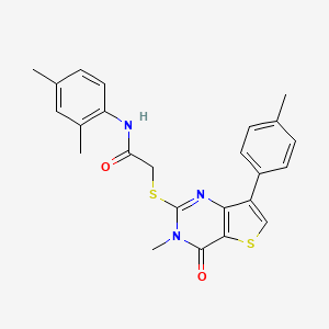 molecular formula C24H23N3O2S2 B3076667 N-(2,4-dimethylphenyl)-2-{[3-methyl-7-(4-methylphenyl)-4-oxo-3H,4H-thieno[3,2-d]pyrimidin-2-yl]sulfanyl}acetamide CAS No. 1040676-16-1