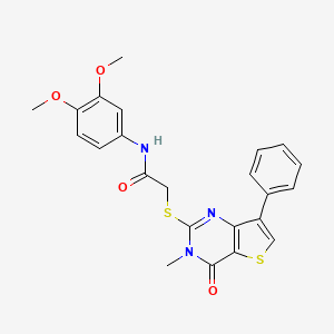 molecular formula C23H21N3O4S2 B3076674 N-(3,4-dimethoxyphenyl)-2-({3-methyl-4-oxo-7-phenyl-3H,4H-thieno[3,2-d]pyrimidin-2-yl}sulfanyl)acetamide CAS No. 1040682-06-1