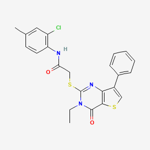 molecular formula C23H20ClN3O2S2 B3076719 N-(2-chloro-4-methylphenyl)-2-({3-ethyl-4-oxo-7-phenyl-3H,4H-thieno[3,2-d]pyrimidin-2-yl}sulfanyl)acetamide CAS No. 1040683-13-3