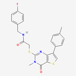 molecular formula C23H20FN3O2S2 B3076727 N-[(4-fluorophenyl)methyl]-2-{[3-methyl-7-(4-methylphenyl)-4-oxo-3H,4H-thieno[3,2-d]pyrimidin-2-yl]sulfanyl}acetamide CAS No. 1040683-20-2
